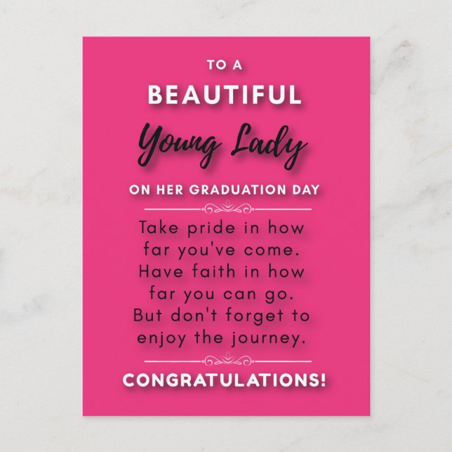 Postal A Una Hermosa Joven En Su Día De Graduación 2 (Anverso)