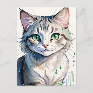 Postal A Watercolor Cat Portrait