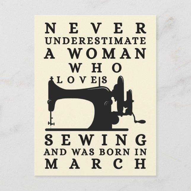 Postal A Woman Who Loves Sewing And Was Born In March (Anverso)
