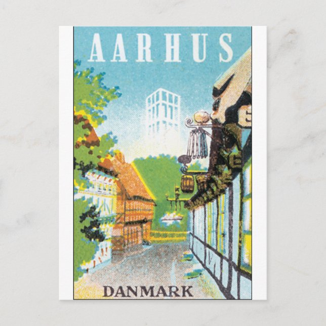 Postal Aarhus Danmark Vintage Travel Poste (Anverso)