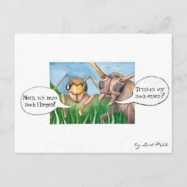 Postal Ab en den Biergarten und en Bier trinken, deutsch