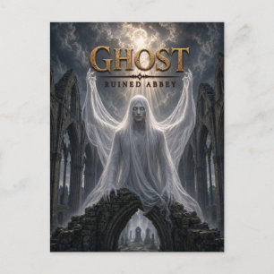 Postal Abadía en ruinas de cine oscuro fantasmagórico