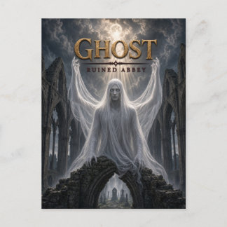 Postal Abadía en ruinas de cine oscuro fantasmagórico