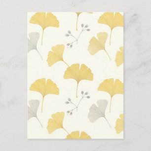 Postal Abanico Amarillo de Hojas de Ginkgo Repetición