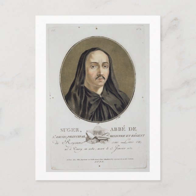 Postal Abbe de Suger (1082-1151) de 'Portraits des gran (Anverso)
