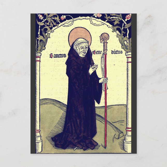 Postal Abbot de San Benedicto de Nursia de Monte Cassino (Anverso)
