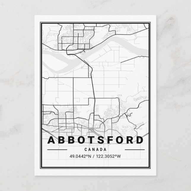 Postal Abbotsford British Columbia Canada Travel City Map (Anverso)