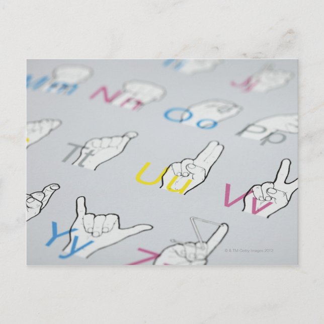 Postal ABC del lenguaje de señas (Anverso)