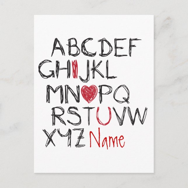 Postal ABC I Heart You Personalized (Anverso)