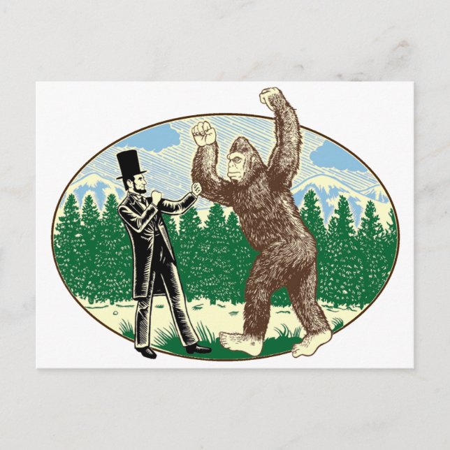 Postal ABE LINCOLN: CAZADOR DE SASQUATCH - Divertido logo (Anverso)