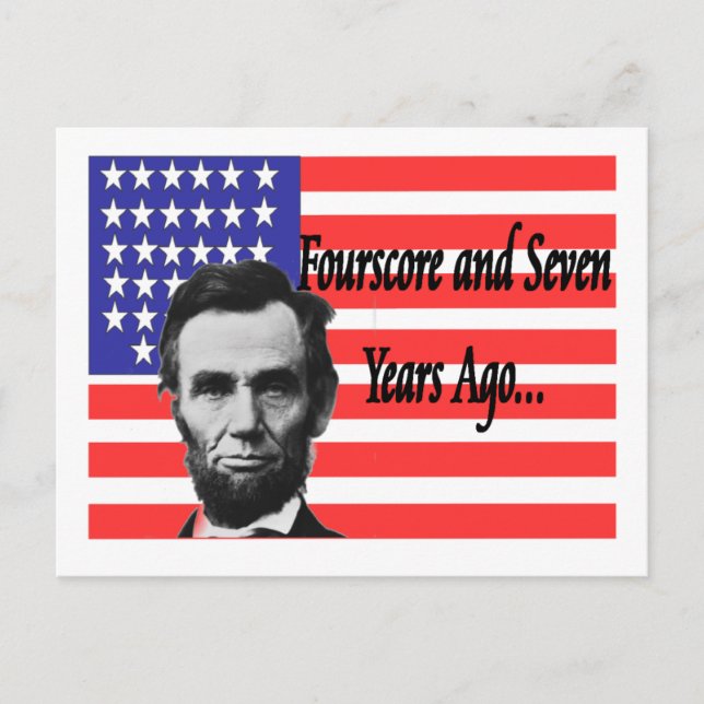 Postal Abe Lincoln "Fourscore y hace siete años" (Anverso)