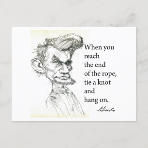 Postal Abe Lincoln y famosa cita "Ata un nudo"