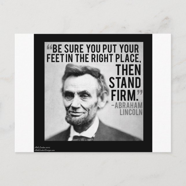 Postal Abe Lincoln y la cita "Manténgase Firme" (Anverso)