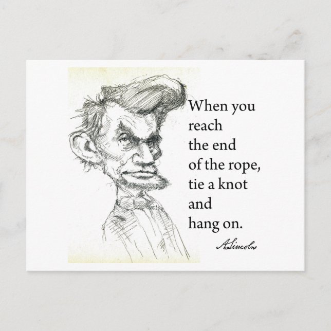 Postal Abe Lincoln y la famosa cita de "Tie A Knot" (Anverso)