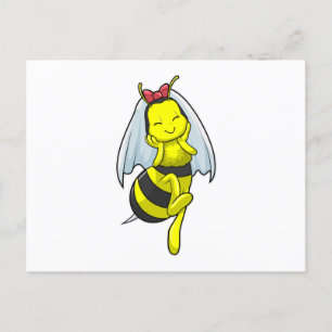 Postal Abeba como novia en el Boda con velo