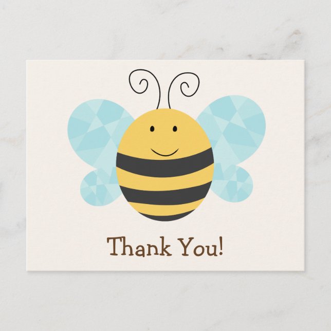 Postal Abeja Amarilla y Negra Cuidada Gracias (Anverso)