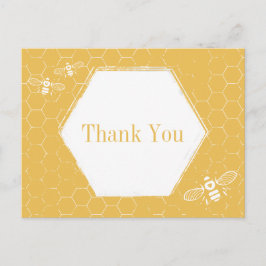 Postal Abeja Amarillo Blanco Patrón Gracias