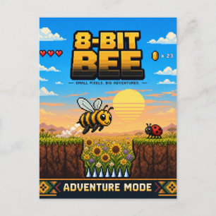Postal Abeja, arte de píxeles retro de 8 bits