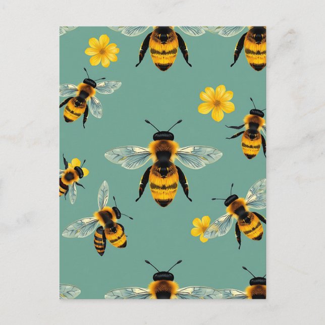 Postal Abeja Carpintera Acuarela Realista Panal  (Anverso)