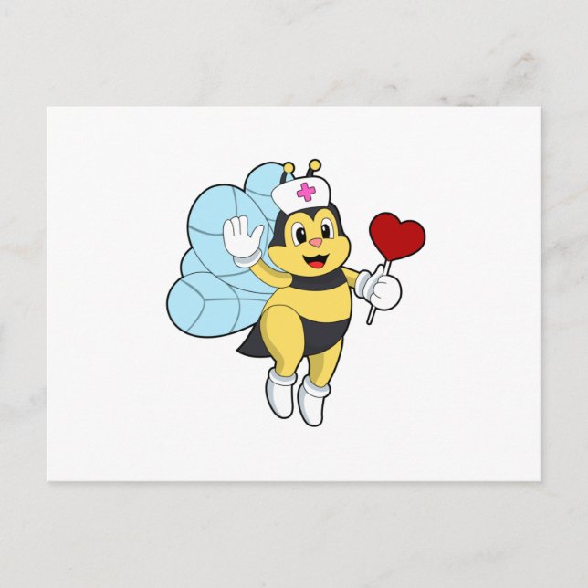 Postal Abeja como enfermera con corazón.PNG (Anverso)