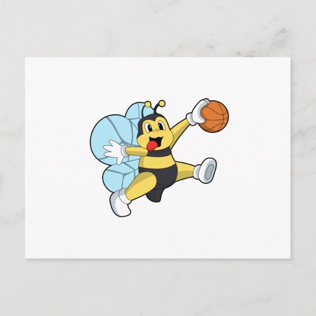 Postal Abeja como jugador de baloncesto con baloncesto (Anverso)