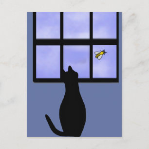 Postal Abeja con burbujas de gato