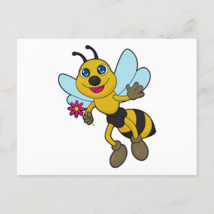 Postal Abeja con Flor