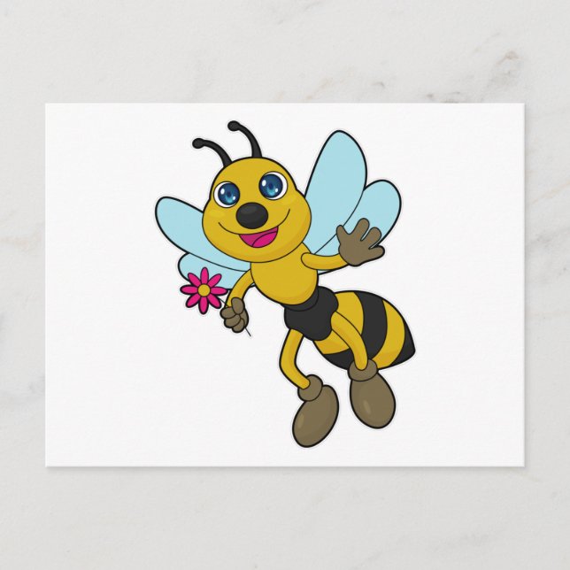 Postal Abeja con flor (Anverso)