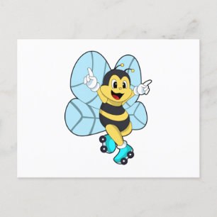 Postal Abeja con patines de ruedas
