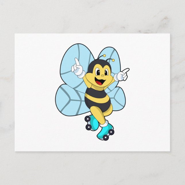 Postal Abeja con patines de ruedas (Anverso)