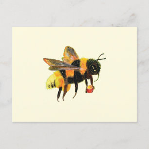 Postal Abeja de burbujas con Ilustracion de polen