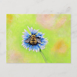 Postal Abeja de burbujas en pintura de flores