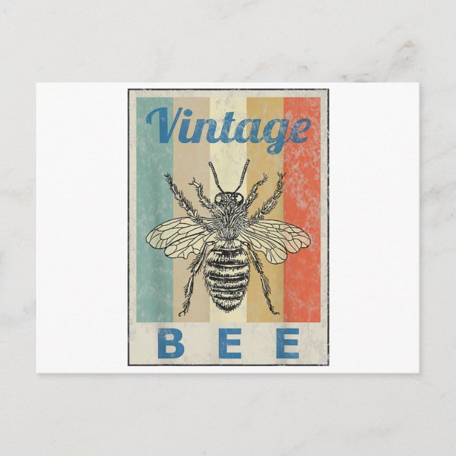 Postal Abeja de estilo vintage Reina miel apicultura (Anverso)