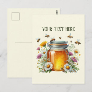 Postal Abeja de miel casera agregar mensaje nombre del ne