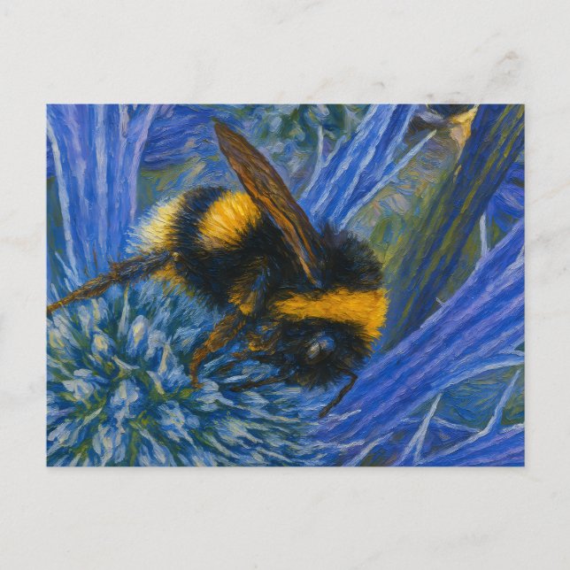 Postal Abeja de púas sobre el cardo azul (Anverso)