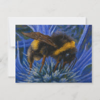 Abeja de púas sobre el cardo azul