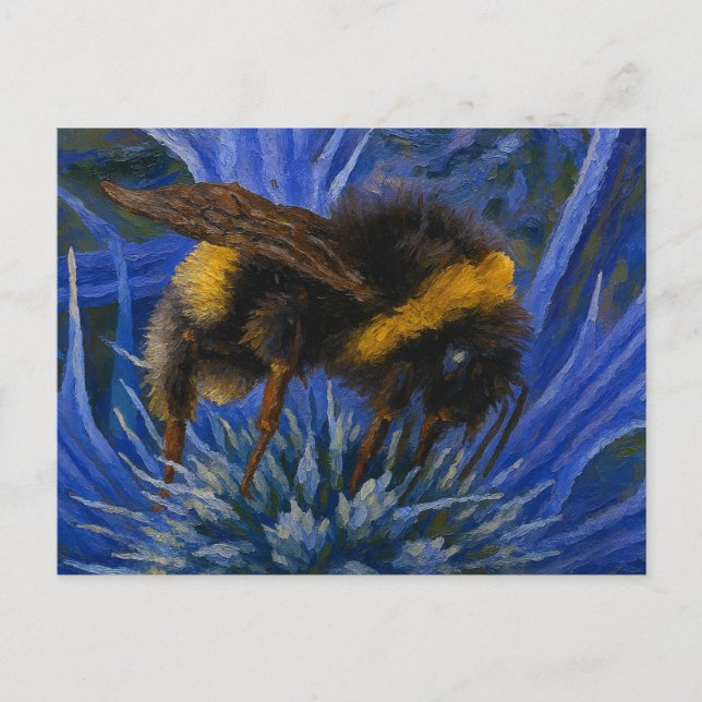 Postal Abeja de púas sobre el cardo azul (Anverso)