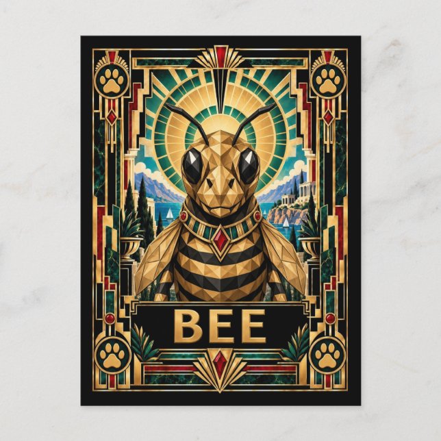 Postal Abeja, Fauna Art Déco (Anverso)