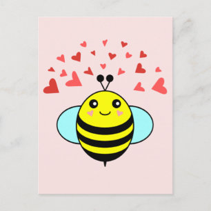 Postal Abeja Feliz Corazón de Amor