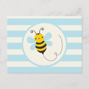 Postal Abeja fina amarilla y negra en franjas azules para
