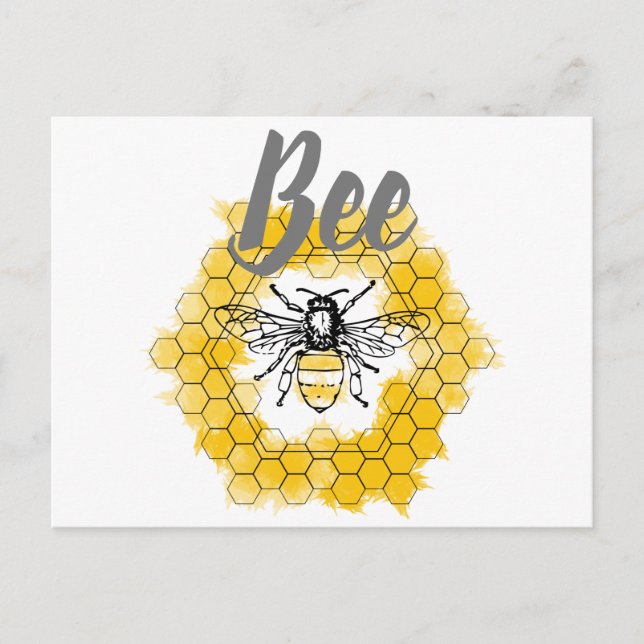 Postal Abeja melífera Abejorro verano y primavera trendy (Anverso)