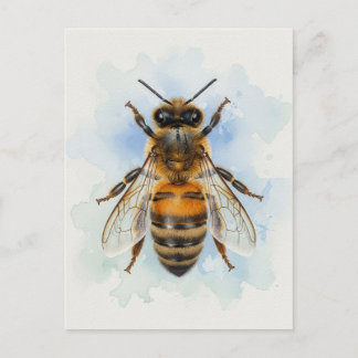 Postal Abeja melífera – Guardián de acuarela