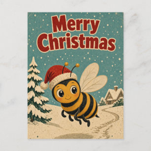 Postal Abeja Navidad Camino Nieve Animal