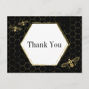 Postal Abeja Patrón Oro Negro Gracias