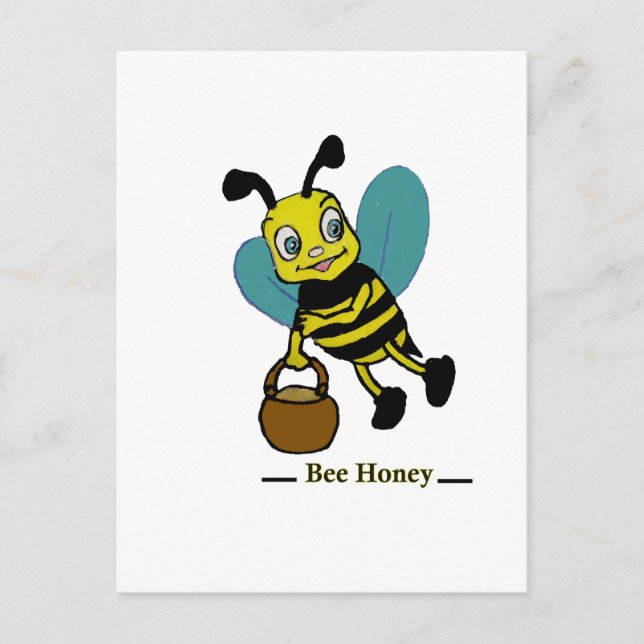 Postal Abeja sonriente adorable y divertida en acuarela (Anverso)