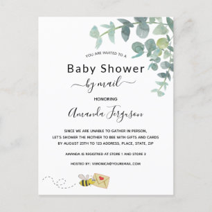 Postal Abeja verde de eucalipto blanco Baby Shower por co