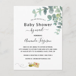 Postal Abeja verde de eucalipto blanco Baby Shower por co