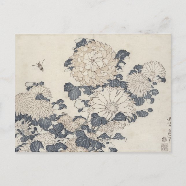 Postal Abeja y crisantemo (Anverso)