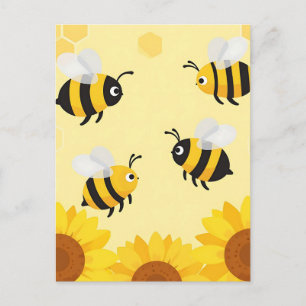 Postal Abejas Bombardas Lindas Patrón de Panal de Miel de