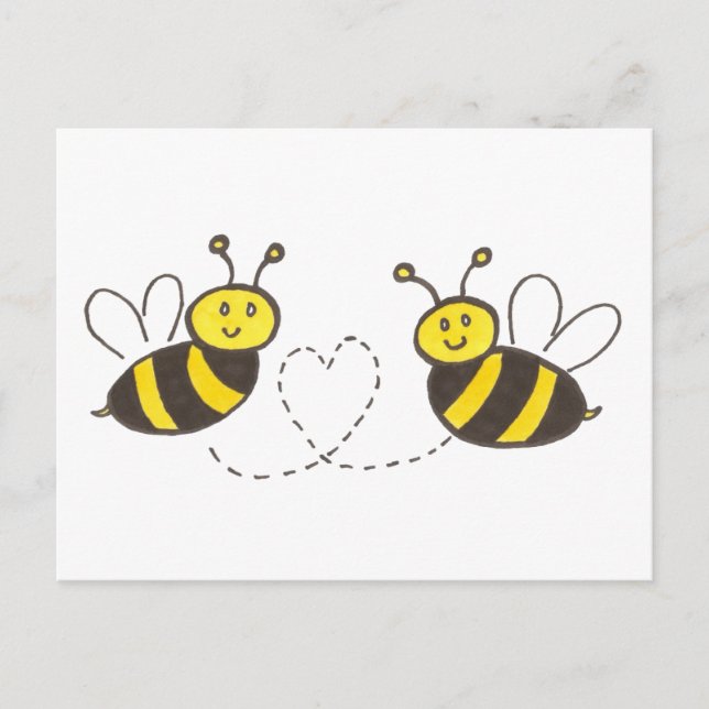 Postal Abejas de la miel con el corazón (Anverso)